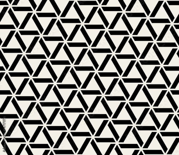 Obraz Vector Seamless Black And White Abstract Geometric Interlacing Triangle Lines Pattern