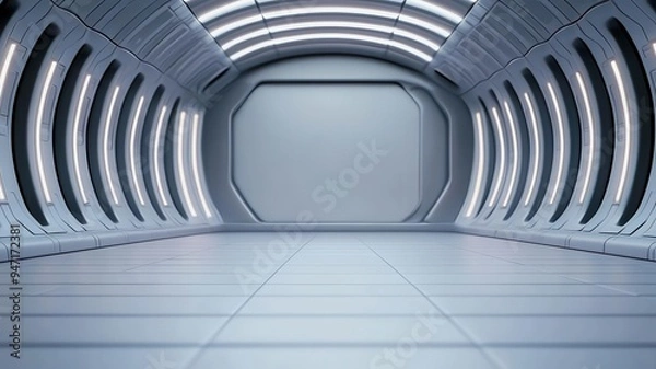 Fototapeta Visual of economic policy documents being reviewed in a futuristic legislative chamber, concept of hightech governance