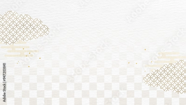 Obraz 日本の伝統的な雲の模様。上品な白の和紙バナー背景