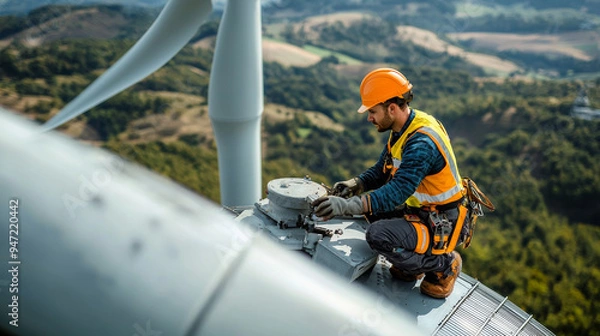 Fototapeta “Energy in Motion: Engineer Overseeing Progress”