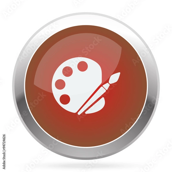 Fototapeta White Palette icon on red web app button