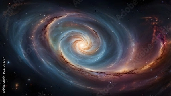 Fototapeta Spiral Galaxy in Deep Space with Vibrant Colors and Starry Background