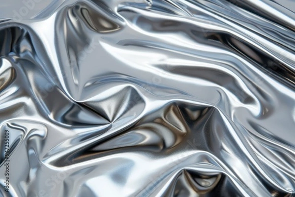 Fototapeta Shimmering Silver Textures, intricate close-ups of gleaming metallic surfaces showcasing fluid patterns and reflective qualities that evoke elegance and modernity.
