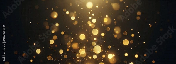Obraz Fondo con partículas de brillo dorado que caen. Confeti dorado cayendo con luz mágica. Hermoso fondo claro	