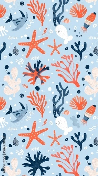 Obraz vector graphic of cute simple patterns of marine