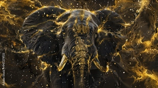 Obraz Elephant in Golden Abstract