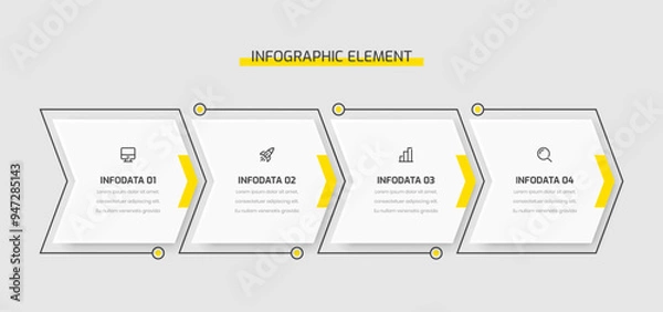 Fototapeta Timeline Business Infographic Template Presentation with Yellow Color Arrow Shape and 4 Option