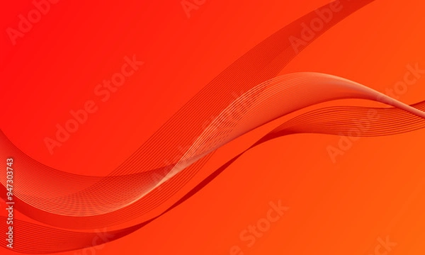 Fototapeta red orange smooth lines wave curves with soft gradient abstract background