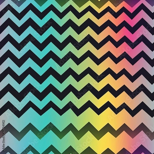 Fototapeta Seamless pattern of wavy gradient lines blending through multiple colors