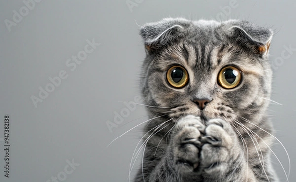 Fototapeta Scottish Fold in begging pose generated by AI

