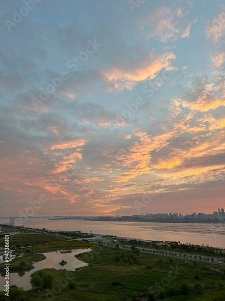 Obraz sunset over the river