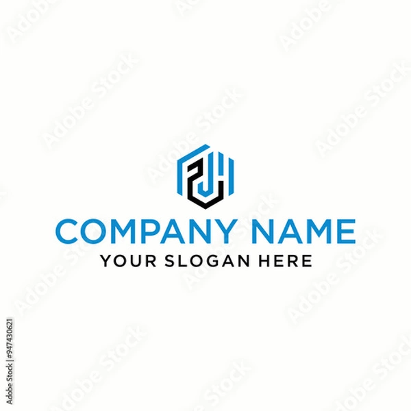 Obraz FH letter logo in the form of hexagons and cube logos with letter designs for corporate identity