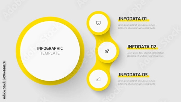 Fototapeta Business Central Circle Infographic Template with Yellow Color Circle Label 3 Option and Icon