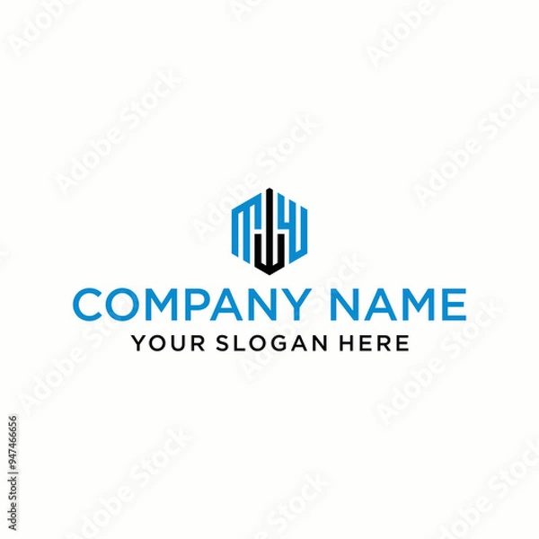 Obraz MWW letter logo in the form of hexagons and cube logos with letter designs for corporate identity
