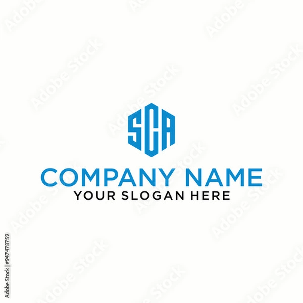 Fototapeta SCA letter logo in the form of hexagons and cube logos with letter designs for corporate identity