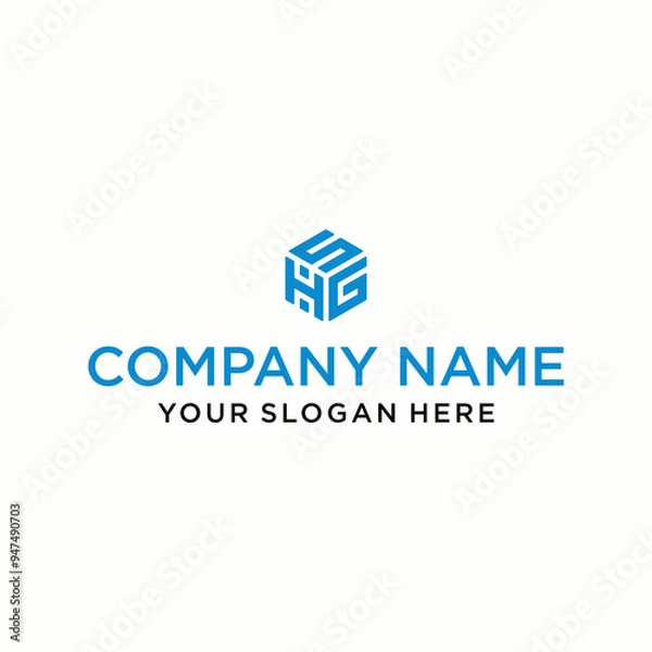 Obraz SHG letter logo in the form of hexagons and cube logos with letter designs for corporate identity