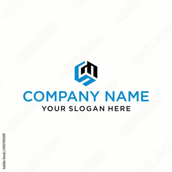 Fototapeta SM letter logo in the form of hexagons and cube logos with letter designs for corporate identity