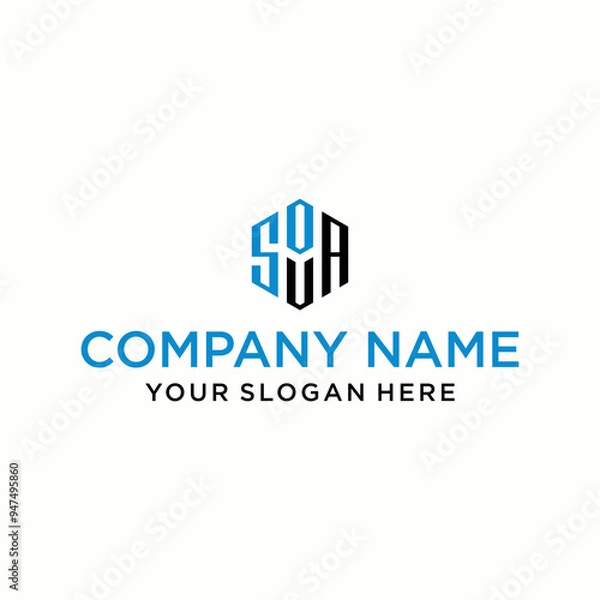 Fototapeta SOVA letter logo in the form of hexagons and cube logos with letter designs for corporate identity