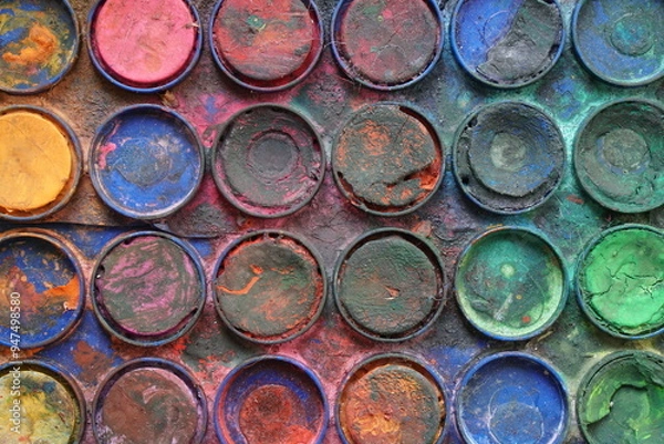 Fototapeta Dirty watercolor palette