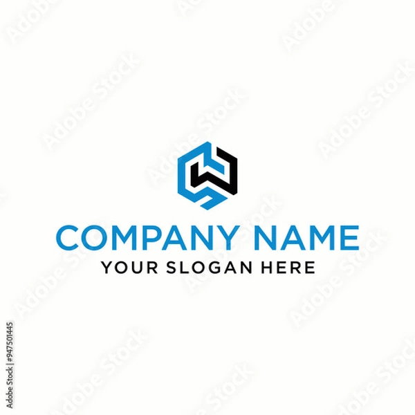 Fototapeta SW letter logo in the form of hexagons and cube logos with letter designs for corporate identity
