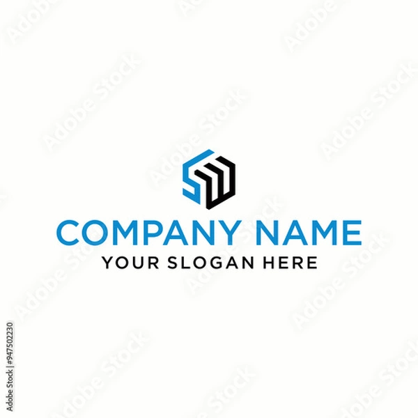 Fototapeta SW letter logo in the form of hexagons and cube logos with letter designs for corporate identity