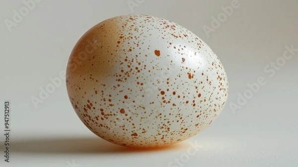 Obraz A single speckled bird egg isolated on a white background.