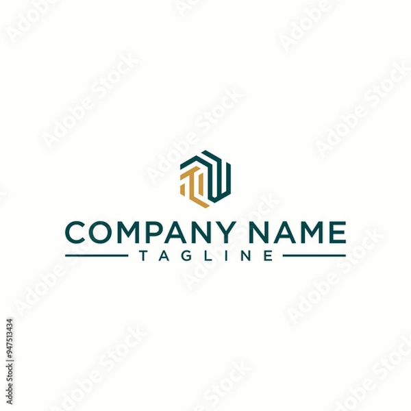 Fototapeta TW letter shaped hexagon and cube logo with letter design for company identity