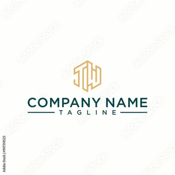 Obraz TW letter shaped hexagon and cube logo with letter design for company identity