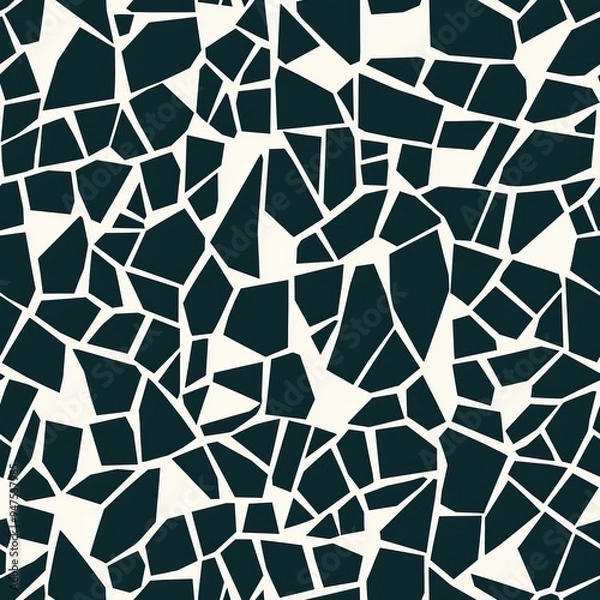 Fototapeta Seamless pattern of irregular polygons and fractured lines