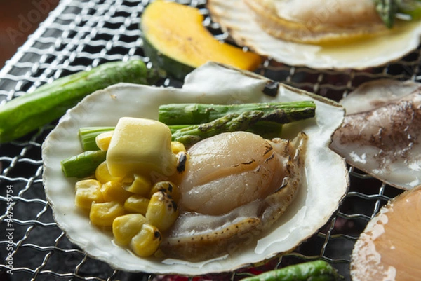 Fototapeta 美味しい焼き帆立