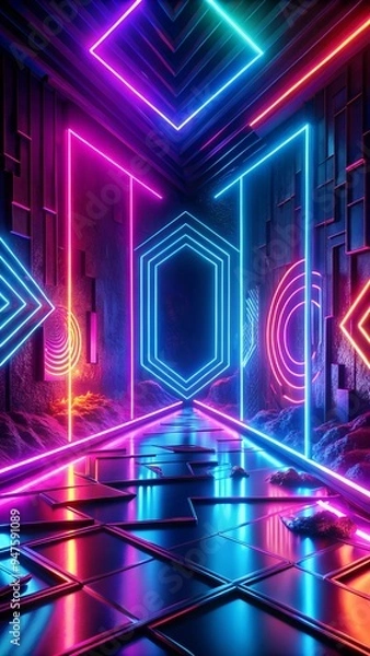 Fototapeta Neon Light Futuristic Background