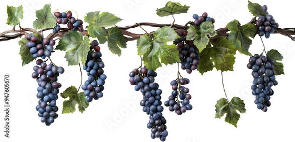 Fototapeta Bunch of grapes hanging from a vine