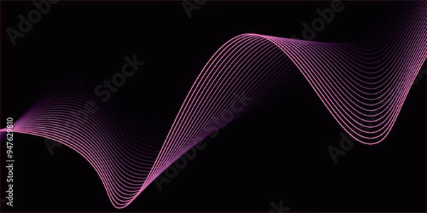 Fototapeta Abstract background with blue geometric wavy lines. Modern minimal trendy lines pattern horizontal.