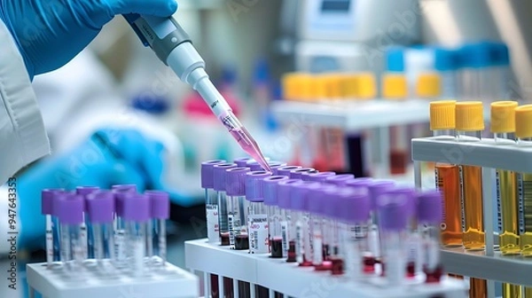 Obraz Medical laboratory technician analyzing samples