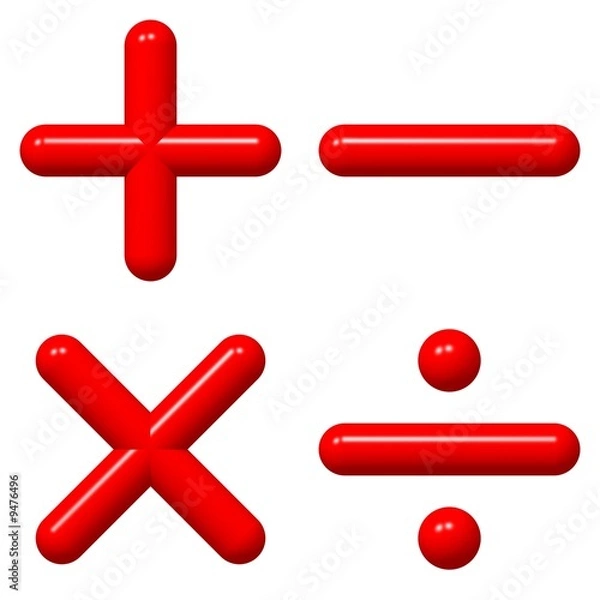 Obraz Błyszczące symbole matematyczne 3d