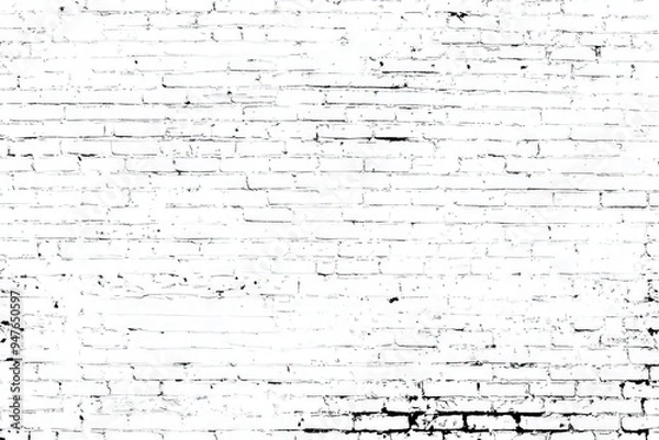 Fototapeta White Brick Wall Texture With Distressed Black Grunge Pattern
