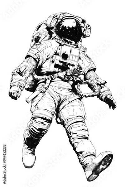 Fototapeta Astronaut in black and white ink