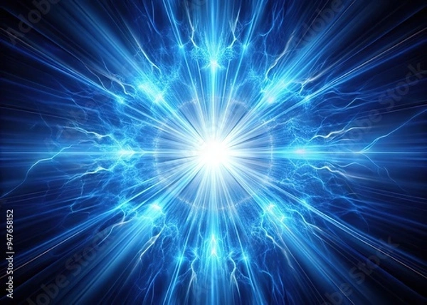 Obraz Vibrant blue light explodes with unbridled energy, pulsating rhythm and cadence, evoking the thrill of the unknown and limitless possibilities that unfold.