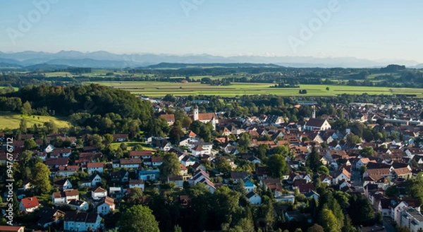 Obraz View of Leutkirch im Allgäu and the German Alps