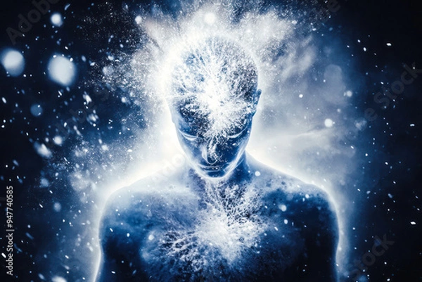 Obraz Celestial being radiating light against starry backdrop