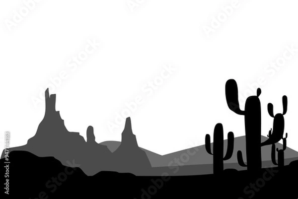 Obraz desert silhouette with cactus