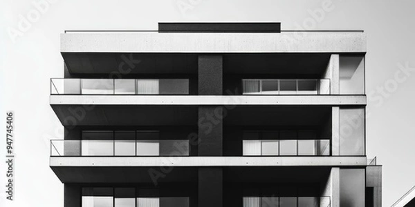 Fototapeta Modern building with balconies and windows.