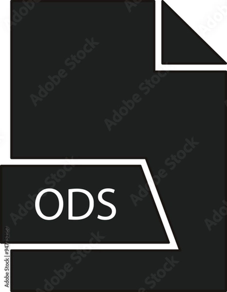 Fototapeta ODS File format icon in shapes 2 colors and side contour