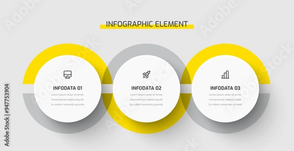 Fototapeta Business Infographic Template Presentation Circle Label with Yellow Color 3 Options and Icons