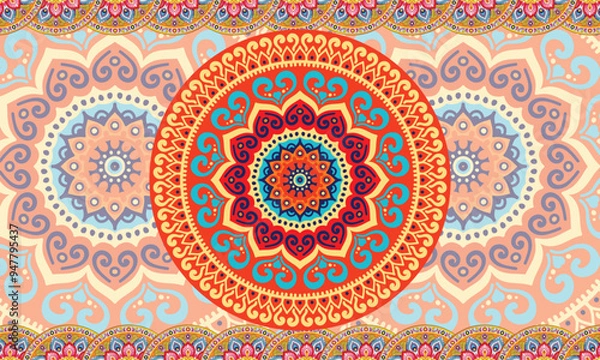 Fototapeta Captivating mandala designs captivating the viewer's attention.Ornament beautiful card with mandala.Abstract Colorful Kaleidoscope