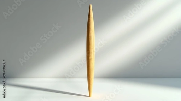 Fototapeta Solitary Toothpick   A Minimalist 3D Composition on White Background