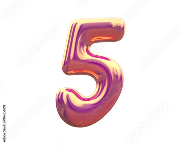 Fototapeta 3d Glossy holographic balloon number 5