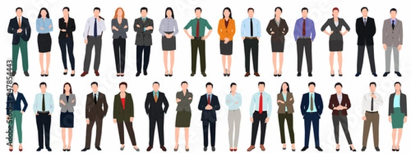 Obraz collection of vector illustrations of business people standing  eps. 