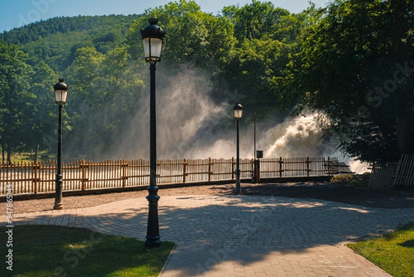 Obraz Waterfall of Coo on the Ambleve river after the heavy floods in the summer of 2021, Stavelot, Liege province, Belgium