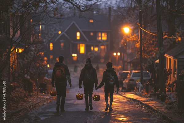 Obraz Friends Trick or Treating on a Halloween Night
